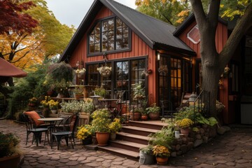 Rustic house in the woods, perfect for couples., generative IA