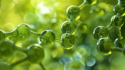 Illustrate the molecular structure of chlorophyll, showing its role in photosynthesis and its green pigment.