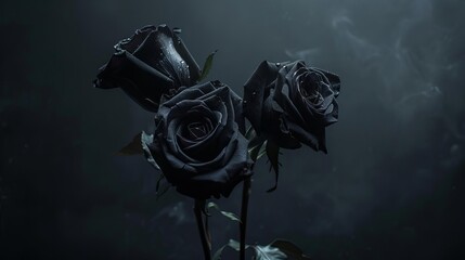 black roses on dark background conveying themes of dark romance and gothic beauty still life photography
