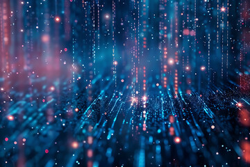 Fototapeta premium Background filled with cascading binary code, creating a digital and futuristic atmosphere, ideal for technology and programming themes