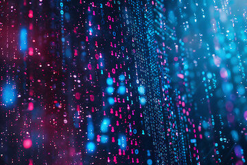 Obraz premium Background filled with cascading binary code, creating a digital and futuristic atmosphere, ideal for technology and programming themes