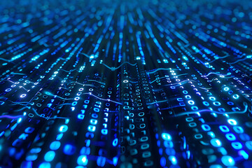 Obraz premium Background filled with cascading binary code, creating a digital and futuristic atmosphere, ideal for technology and programming themes