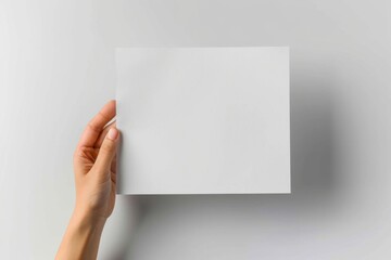Obraz premium Blank paper mockup on hand created with generative AI