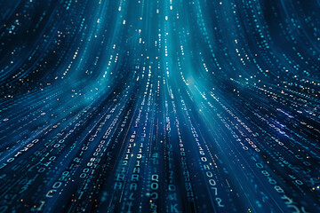 Background filled with cascading binary code, creating a digital and futuristic atmosphere, ideal for technology and programming themes