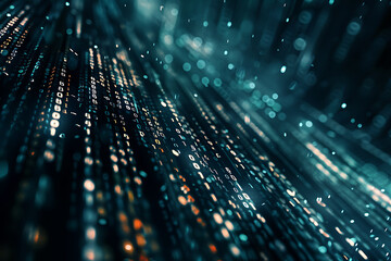 Background filled with cascading binary code, creating a digital and futuristic atmosphere, ideal for technology and programming themes