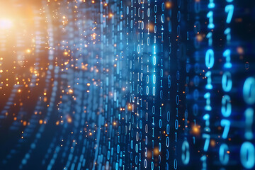 Obraz premium Background filled with cascading binary code, creating a digital and futuristic atmosphere, ideal for technology and programming themes