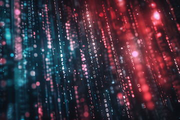 Obraz premium Background filled with cascading binary code, creating a digital and futuristic atmosphere, ideal for technology and programming themes