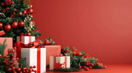 Christmas background with christmas gifts decoration - 3d ing