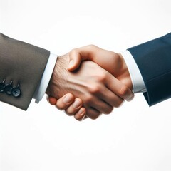 handshake between two partners on isolated white background
