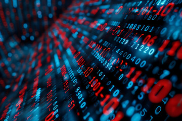 Obraz premium Background filled with cascading binary code, creating a digital and futuristic atmosphere, ideal for technology and programming themes