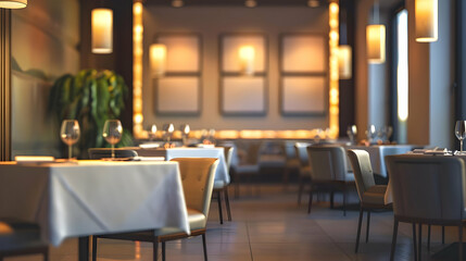 Fototapeta premium Elegant Modern Restaurant Interior with Lighting