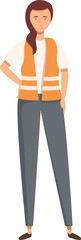 Fototapeta premium Young female engineer wearing orange safety vest standing with hand on hip