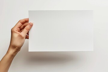 Obraz premium Blank paper mockup on hand created with generative AI