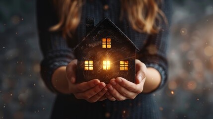 Real estate investment strategy  house icon in hand symbolizes future investment plan success