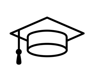 graduation cap icon vector with line design