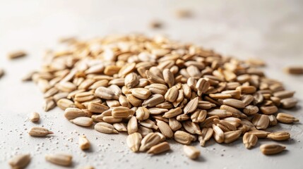 Obraz premium Raw sunflower seeds on a white surface