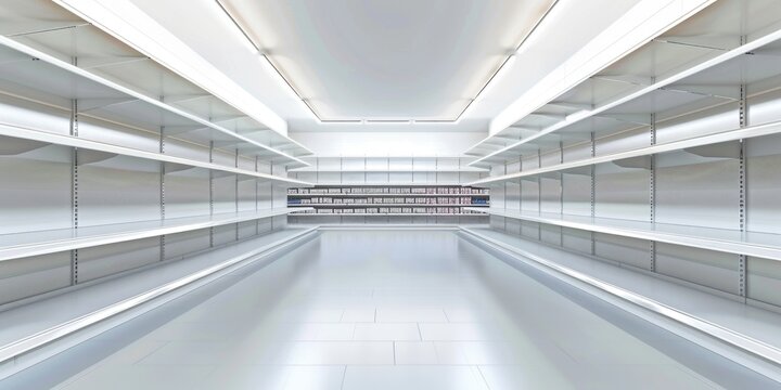An empty grocery store with white shelves AIG51A.