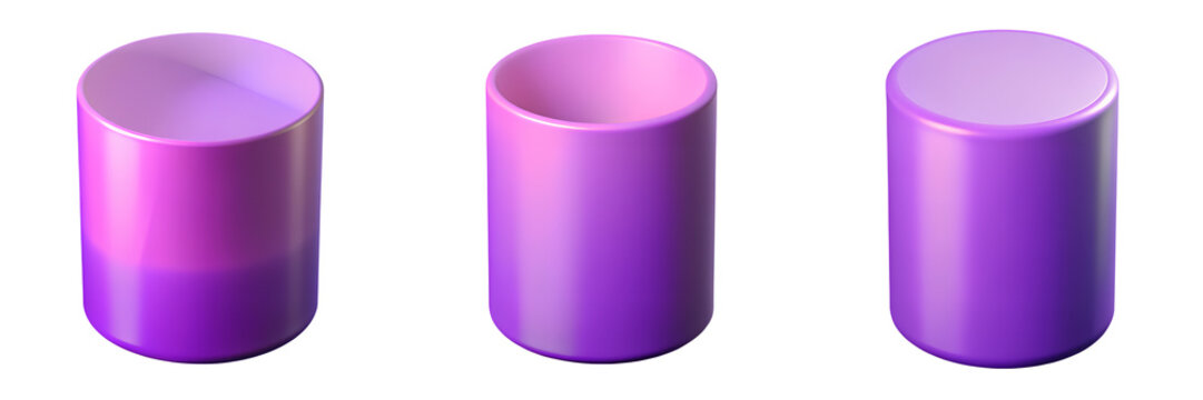 3D plastic cilinder isolated on transparent background PNG file