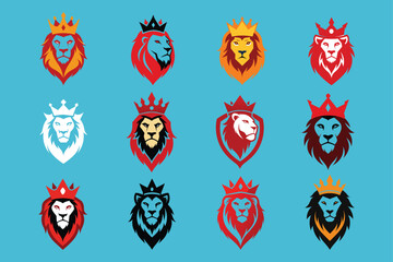 Lion head logo with crown vector