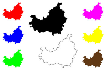 Cluj County (Administrative divisions of Romania, Nord-Vest development region) map vector illustration, scribble sketch Cluj map