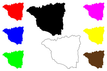 Gorj County (Administrative divisions of Romania, Sud-Vest Oltenia development region) map vector illustration, scribble sketch Gorj map..