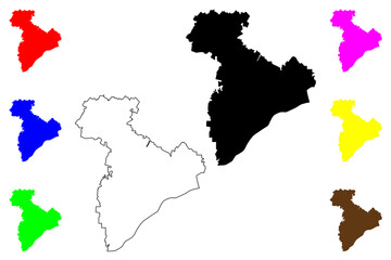 Obraz premium Giurgiu County (Administrative divisions of Romania, Sud - Muntenia development region) map vector illustration, scribble sketch Giurgiu map....