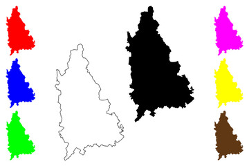 Dambovita County (Administrative divisions of Romania, Sud - Muntenia development region) map vector illustration, scribble sketch Dambovita map....