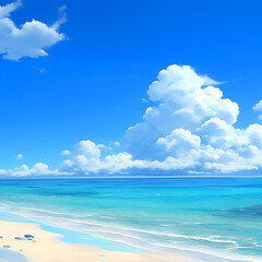 A serene beach with crystal clear waters.