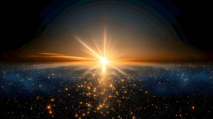 Blue and Gold Light Lines Perspective View,