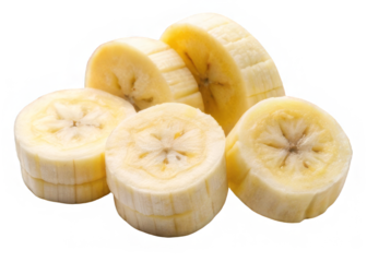 slices of banana on a transparent background.
