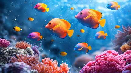 Fototapeta premium Ocean life with colorful fish.