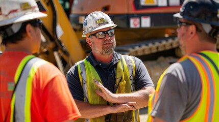 Fototapeta premium Safety is emphasized as a crucial aspect of innovative construction techniques demonstrated through proper equipment and training.