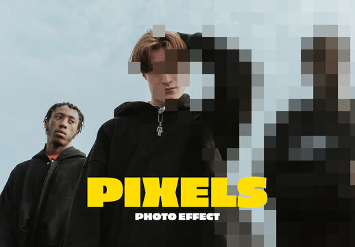 Pixel Censor Photo Effect Mockup