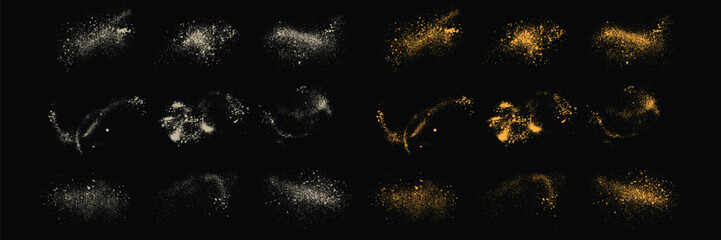 Vector gold glitter and white color grunge texture abstract confetti background set © bdvect1 