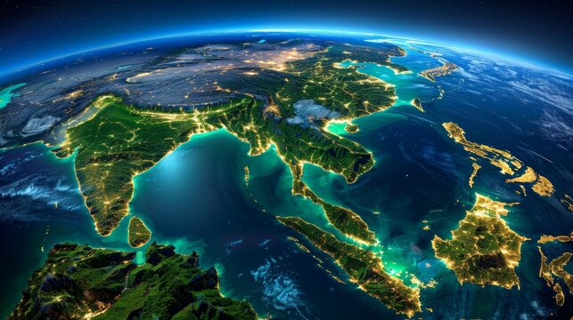 Digital mapping of southeast asia  global networks, data transfer, cyber tech, business exchange