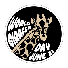 World Giraffe Day. June 21. Holiday concept. Template for background, banner, card, poster with text inscription. Vector illustration