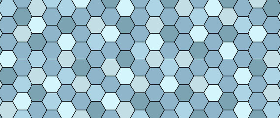 Blue hexagon abstract technology background with black line under hexagon. Hexagonal gaming vector abstract tech background.