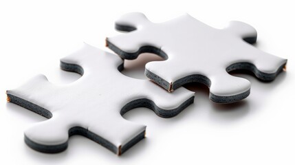 Puzzle Pieces Connecting: Capture two puzzle pieces connecting, isolated on a transparent background.