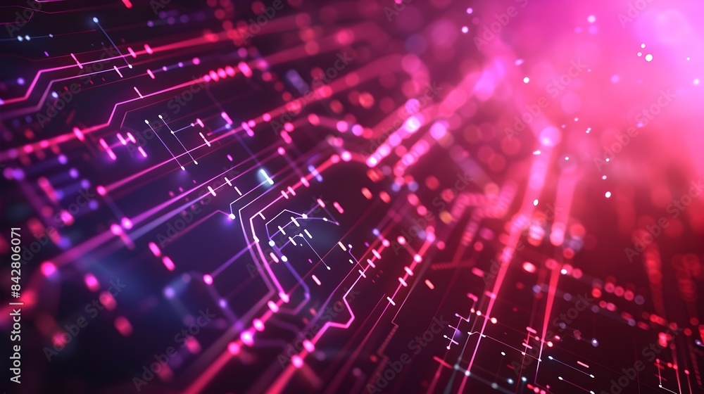 Aufkleber high-tech background with glowing circuit lines