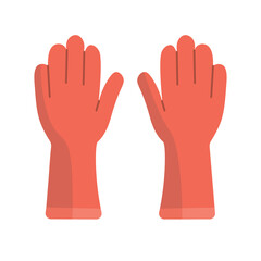 Red cleaning gloves vector image, profesional latex gloves illustration, red rubber gloves icon in flat design style