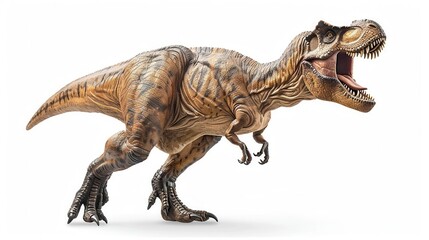 fierce tyrannosaurus rex on white background prehistoric predator ai generated illustration