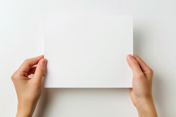 Obraz premium Blank paper mockup on hand created with generative AI