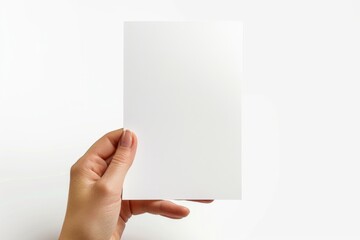 Blank paper mockup on hand created with generative AI