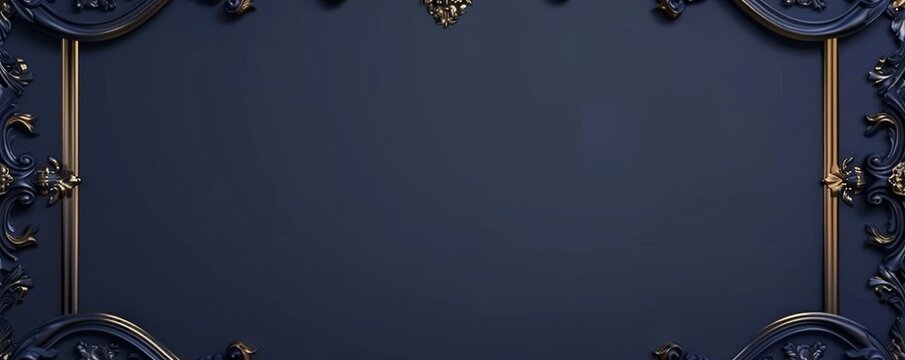 Dark blue background with a golden ornate border for elegant designs and luxurious themes