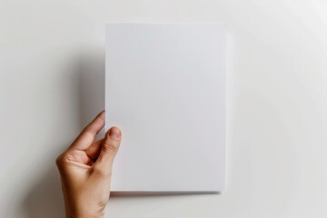 Blank paper mockup on hand created with generative AI