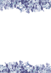 White background with blue mixed colors leaves decoration