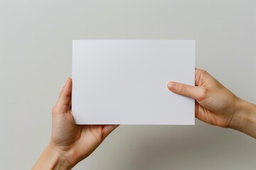 Fototapeta premium Blank paper mockup on hand created with generative AI