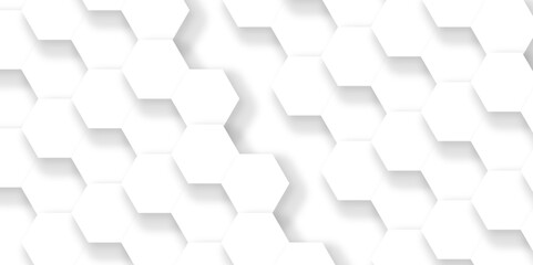 Abstract background with hexagons. Geometric hexagon polygonal pattern background vector. seamless bright white abstract honeycomb grid 3d cell tile technology texture backdrop concept.