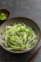 fresh cucumber and daikon radish salad