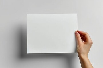 Fototapeta premium Blank paper mockup on hand created with generative AI